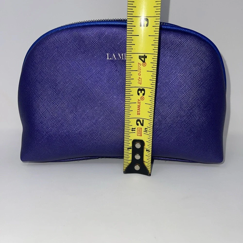 La mer purple‎ Blue metallic Dome cosmetic bag Orange Inside